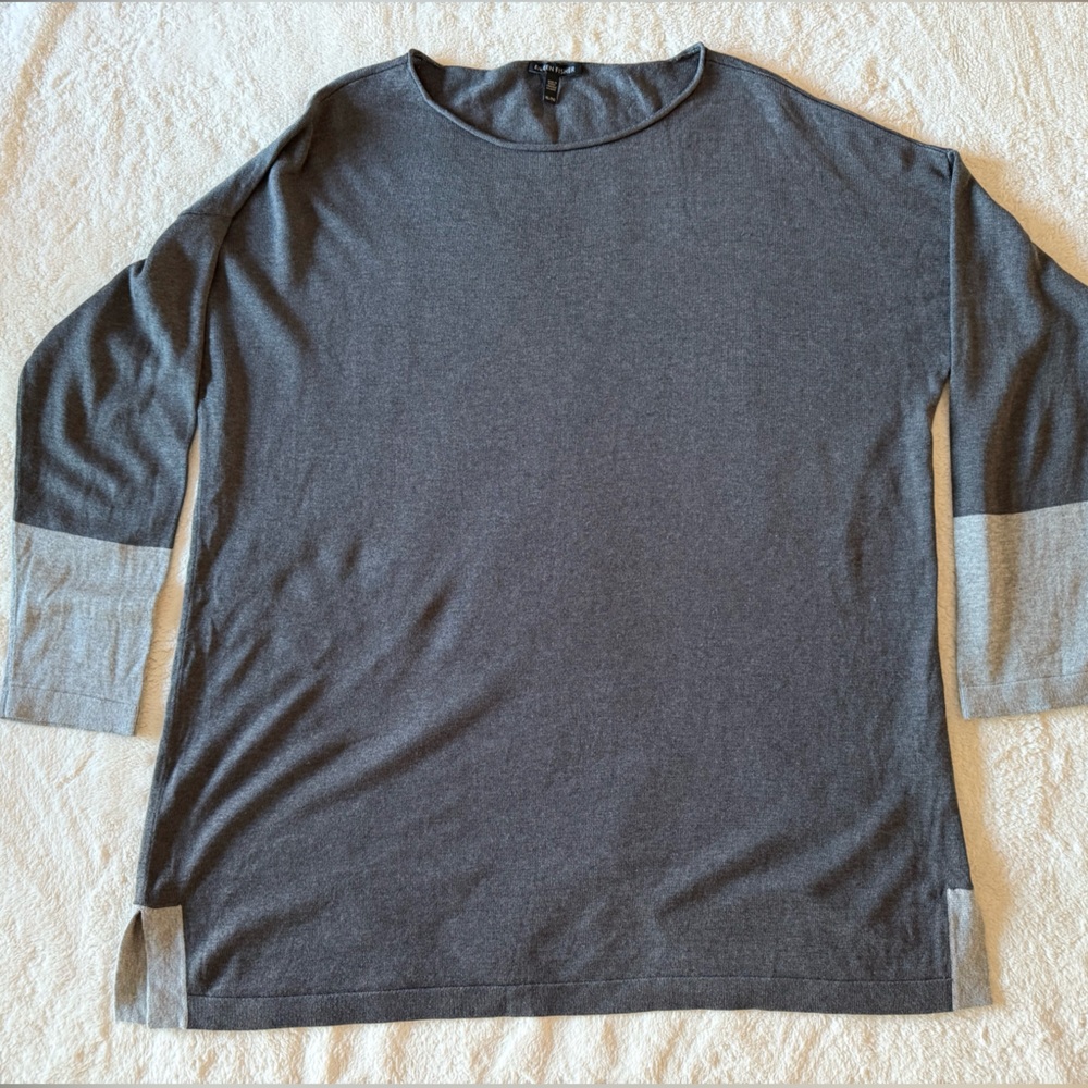 Eileen Fisher Knit Tunic Top-Charcoal Gray